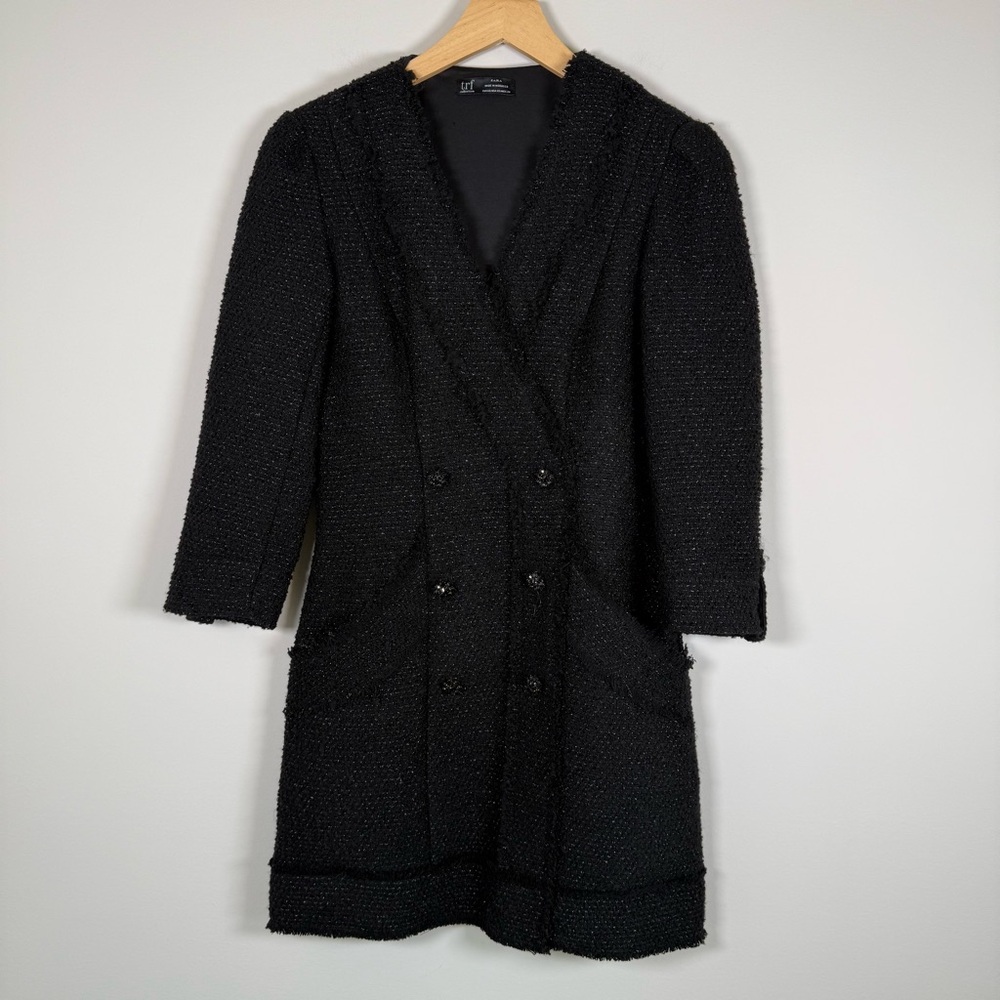 Zara TRF Tweed Glitter Long Sleeve Business Career Office Attire Mini‎ Dress XS
